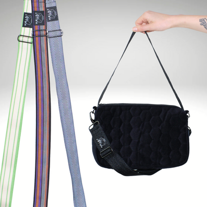 Honeycomb Black + Strap | Crossbody Bag