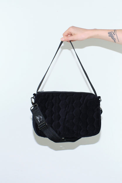 Honeycomb Black + Strap | Crossbody Bag